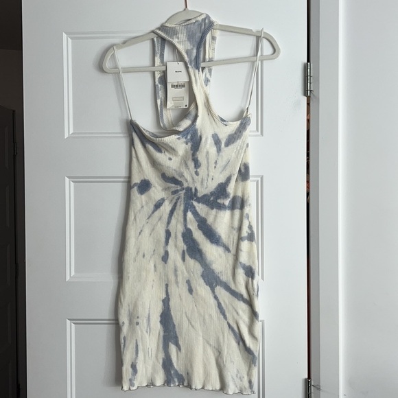 Zara Light Blue Tie Dye Racerback Casual Sleeveless Tank Short dress size Medium - Picture 7 of 12